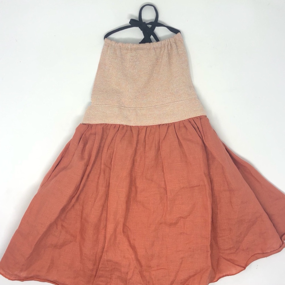 Popelin strap linen dress